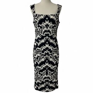 Nicole Miller Collection Black & White Stretch Bodycon Sheath Midi Dress Size L